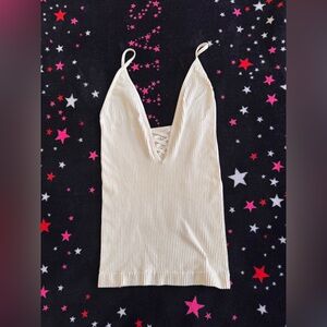 Free People white  Ribbed Knit Top